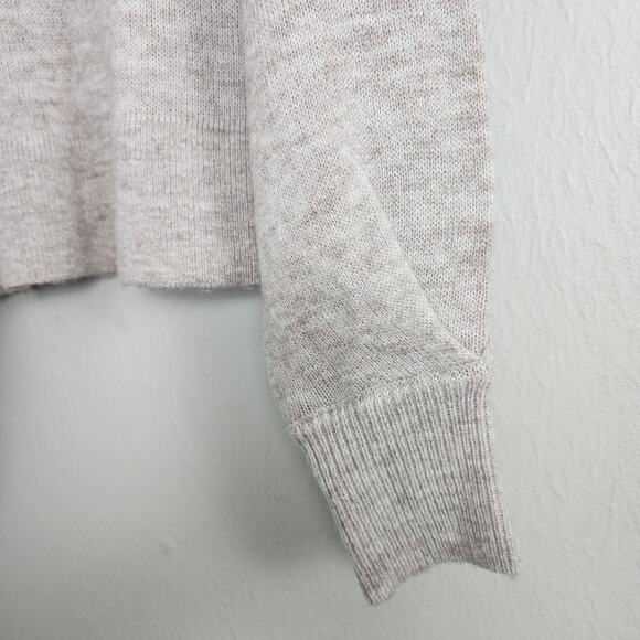 NWT Lumiere Wool Blend Turtleneck Cropped Sweater Oatmeal Tan Bubble Sleeve L - Picture 3 of 10